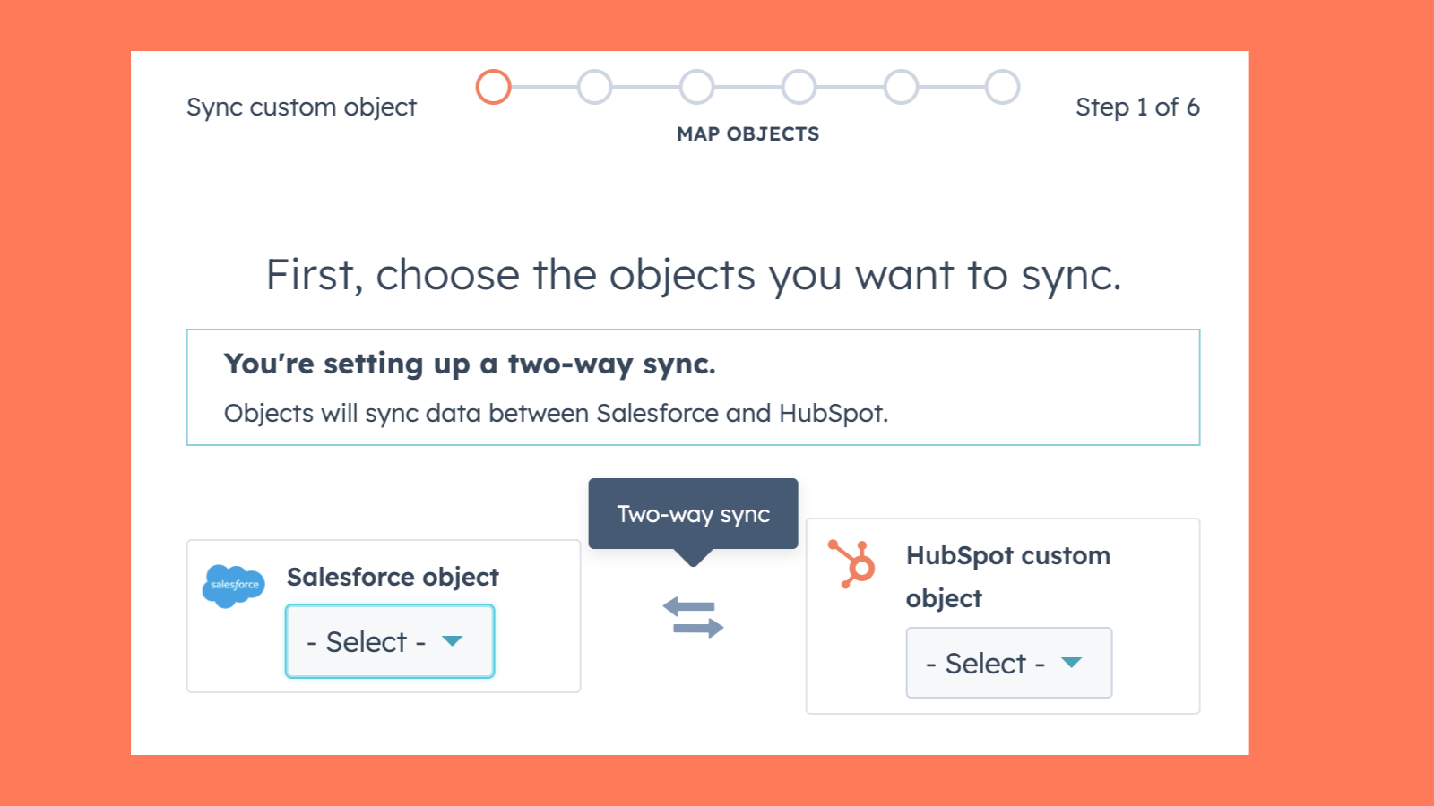 Keep both Salesforce and HubSpot records up-to-date with two-way syncing for activities, tickets, and custom objects.
